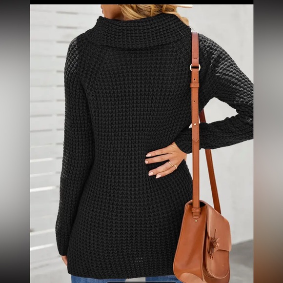 Chunky knit sweater wide turtle neck black - Picture 12 of 12